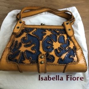 Isabella Fiore Morrocan Terry leather and cloth beaded handbag! New with tags!